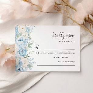 Cartons Réponse Mariage Floral Bohème Bleu Poussiéreux