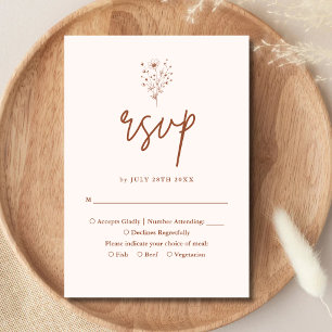 Cartons Réponse Mariage Floral Bohème Élégant Orange Brûlé Rustiqu