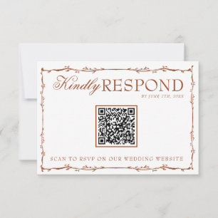 Cartons Réponse Mariage Floral Boho Rouille Terre Cuite Code QR