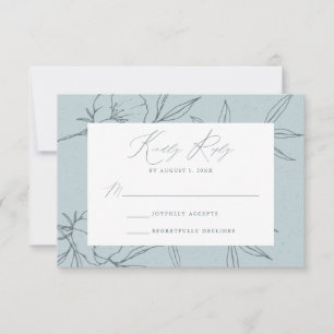 Cartons Réponse Mariage Floral Botanique Moderne Bleu & Nuit