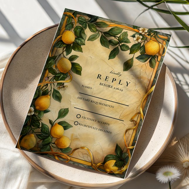 Cartons Réponse Mariage Floral Citron de Toscane (Créateur téléchargé)