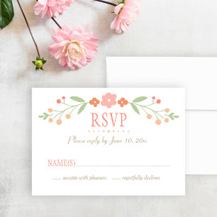 Cartons Réponse Mariage Floral Corail et Vert Charmant