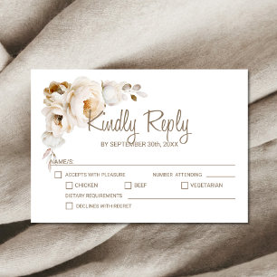 Cartons Réponse Mariage Floral Crème Rustique