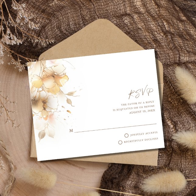 Cartons Réponse Mariage Floral d'automne d'or (Golden Fall Floral Wedding RSVP Card)