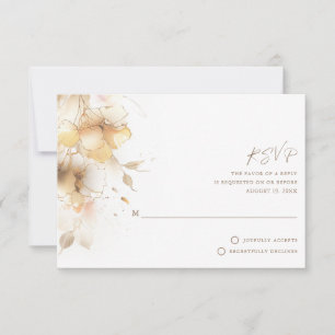 Cartons Réponse Mariage Floral d'Automne Doré