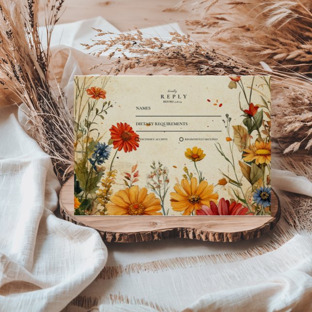 Cartons Réponse Mariage floral d'automne gras (Créateur téléchargé)