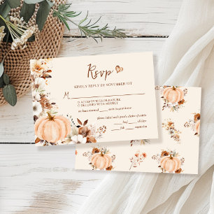 Cartons Réponse Mariage Floral de Citrouille d'Automne