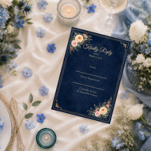 Mariage floral de coin élégant en bleu marine