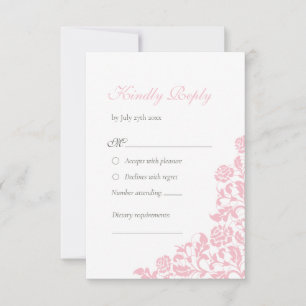 Cartons Réponse Mariage floral de dentelle rose vintage