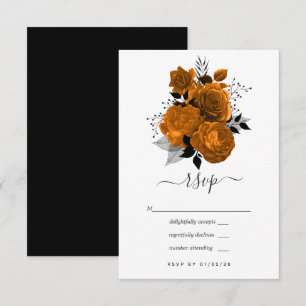 Cartons Réponse Mariage Floral de Halloween Noir et Orange Vintage