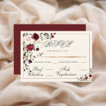 Cartons Réponse Mariage floral de l'Eucalyptus de Bourgogne<br><div class="desc">Fleurs bourguignonnes et rousses modernes entourées d'une belle verdure RSVP. Customiser au besoin. Pour customiser,  cliquez sur le lien "customiser plus loin" et utilisez l'outil de conception pour apporter des modifications. Beaucoup de choix de papier,  ainsi que des formes de papier. Satisfaction 100% des clients à "Zazzle"</div>