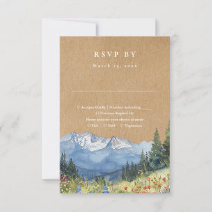 Cartons Réponse Mariage Floral de Montagne Sauvage Kraft Rustique