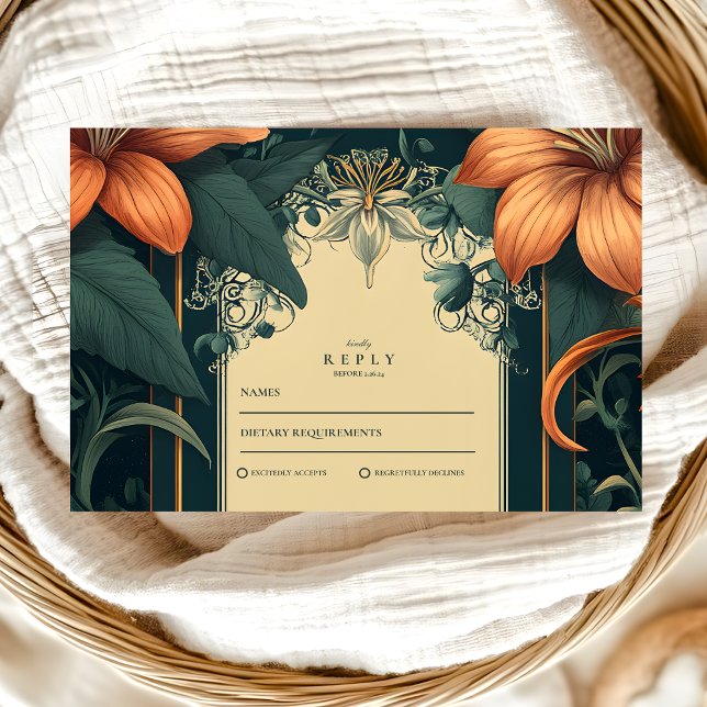 Cartons Réponse Mariage floral de style Art nouveau (Créateur téléchargé)