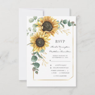 Cartons Réponse Mariage floral de tournesol Eucalyptus