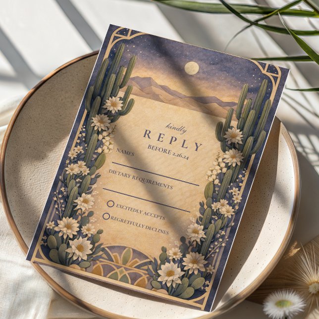 Cartons Réponse Mariage Floral Désertique Terrien (Créateur téléchargé)