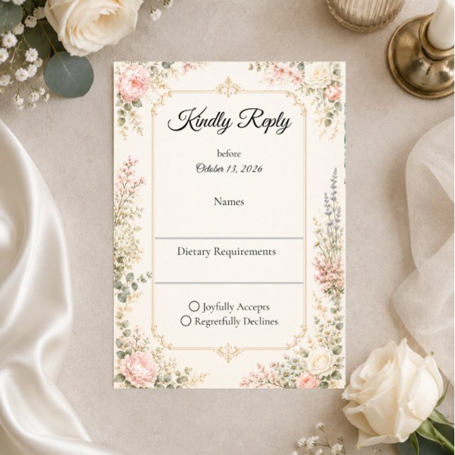 Cartons Réponse Mariage Floral Élégant (Créateur téléchargé)