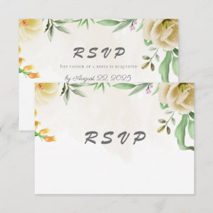 Cartons Réponse Mariage Floral Élégant Aquarelle Oiseau