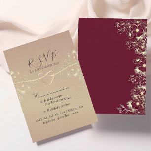Cartons Réponse Mariage Floral Élégant Bourgogne