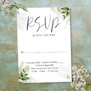 Cartons Réponse Mariage Floral Élégant Rustique avec Verdure