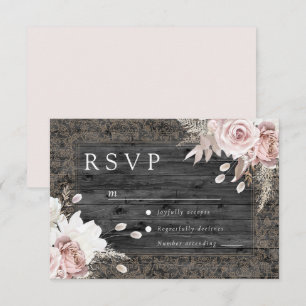 Cartons Réponse Mariage Floral Élégant Rustique Vintage Blush
