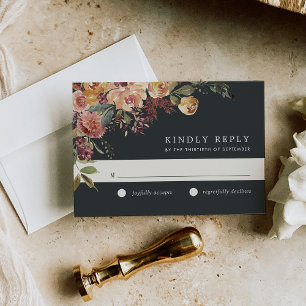 Cartons Réponse Mariage floral en fleurs rustiques