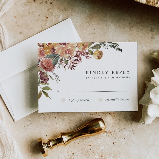 Cartons Réponse Mariage floral en fleurs rustiques (Créateur téléchargé)