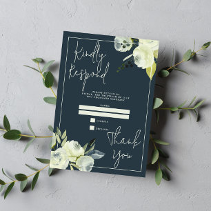 Cartons Réponse Mariage floral enchanté de nuit bleue