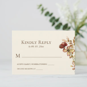 Cartons Réponse Mariage floral Fleur sauvage simple brûlé