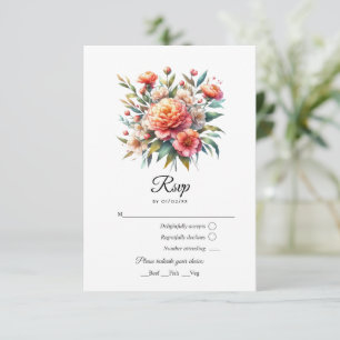 Cartons Réponse Mariage Floral Fuzz pêche