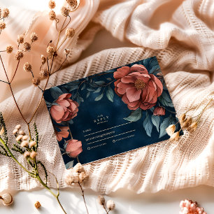 Cartons Réponse Mariage Floral Gothique et Sombre
