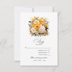 Cartons Réponse Mariage floral jaune, orange et ivoire