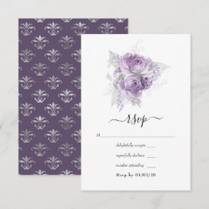 Cartons Réponse Mariage Floral Lavande et Argent