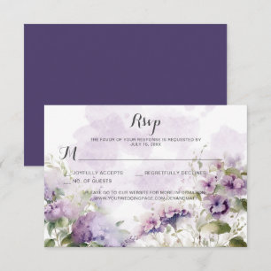 Cartons Réponse Mariage Floral Lavande Violet Bohème Rustique