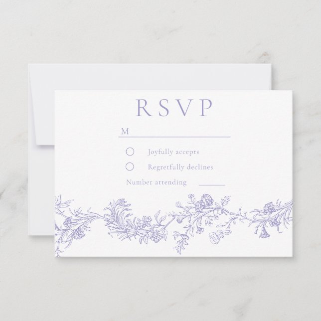 Cartons Réponse Mariage Floral Lilas Vintage (Devant)