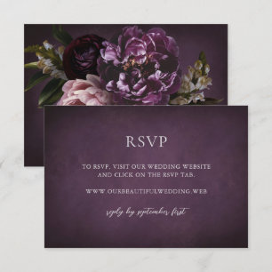 Cartons Réponse Mariage Floral Maximaliste Violet Élégant