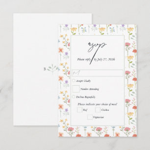 Cartons Réponse Mariage Floral Moderne Fleurs Sauvages Bohème Chic
