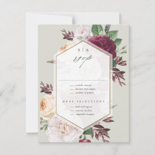 Cartons Réponse Mariage Floral Monogramme