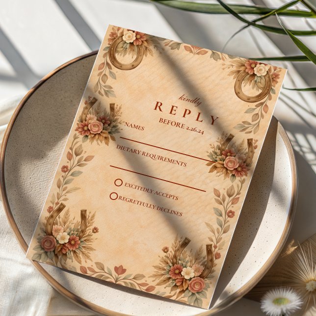 Cartons Réponse Mariage floral occidental en terre cuite (Créateur téléchargé)