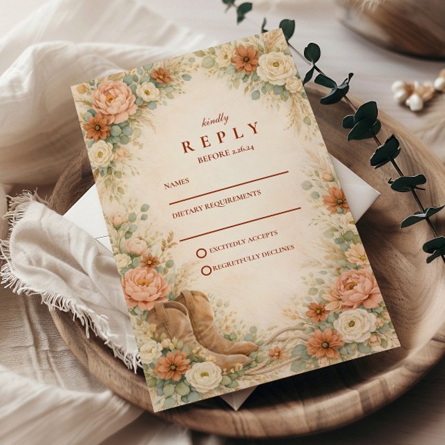 Cartons Réponse Mariage Floral Occidental Rustique (Créateur téléchargé)