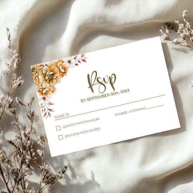 Cartons Réponse Mariage Floral Orange (Créateur téléchargé)