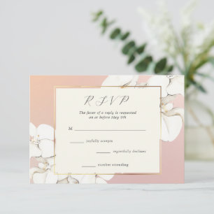 Cartons Réponse Mariage Floral Orchidée Rose Élégant