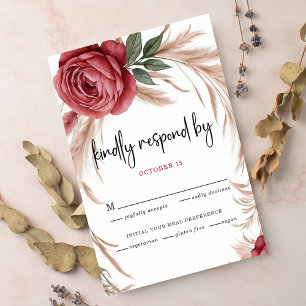 Cartons Réponse Mariage floral Pampas Rose