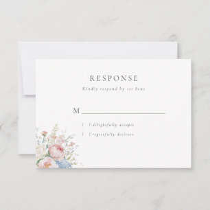 Cartons Réponse Mariage Floral Pastel Bleu et Rose Romantique