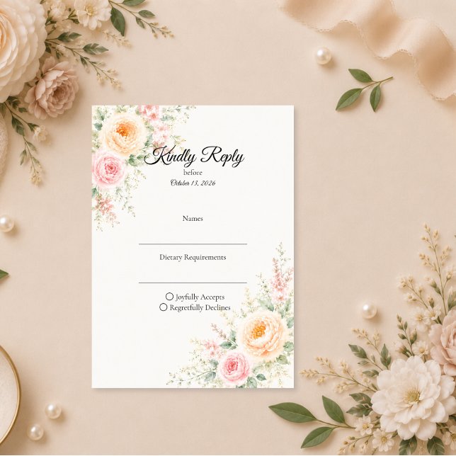 Cartons Réponse Mariage Floral Pastel Romantique (Créateur téléchargé)
