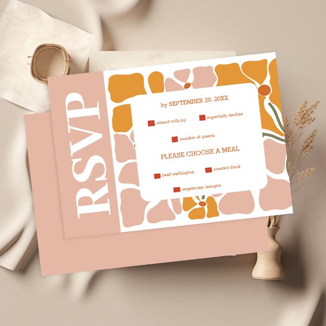 Cartons Réponse Mariage Floral Rétro Bohème Chic (Créateur téléchargé)