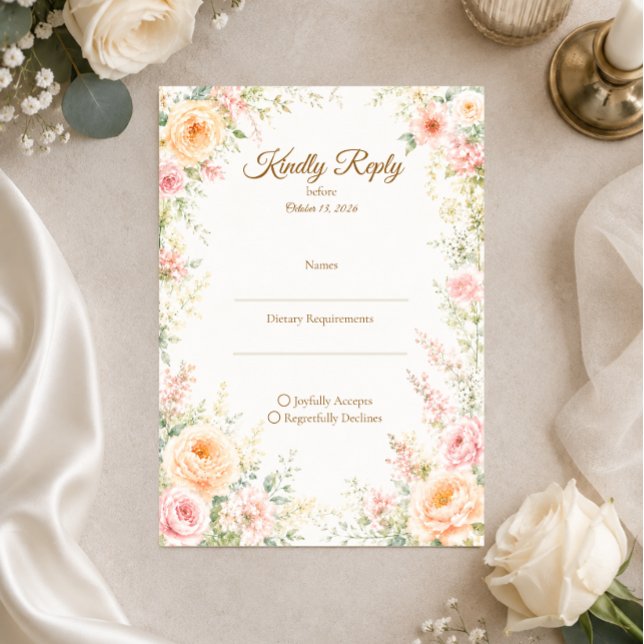 Cartons Réponse Mariage Floral Romantique (Créateur téléchargé)