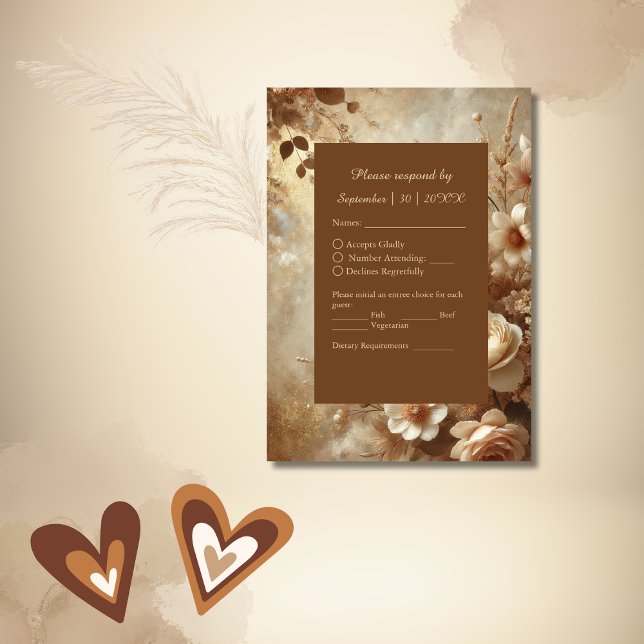 Cartons Réponse Mariage floral romantique (Créateur téléchargé)