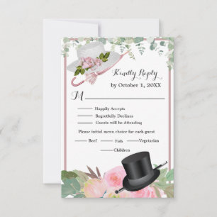 Cartons Réponse Mariage floral romantique rose pâle