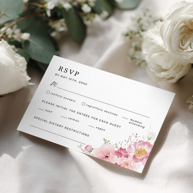 Cartons Réponse Mariage Floral Rose (Créateur téléchargé)
