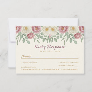 Cartons Réponse Mariage Floral Rose Poussiéreux Romantique de Pivo